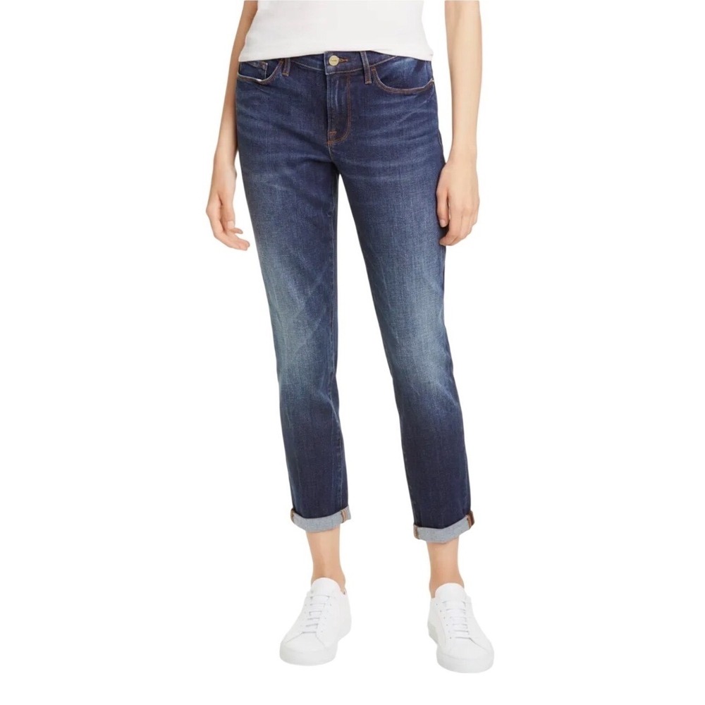 FRAME Le Garcon Slim Boyfriend Jeans Primrose Dark Wash Mid Rise Size 27